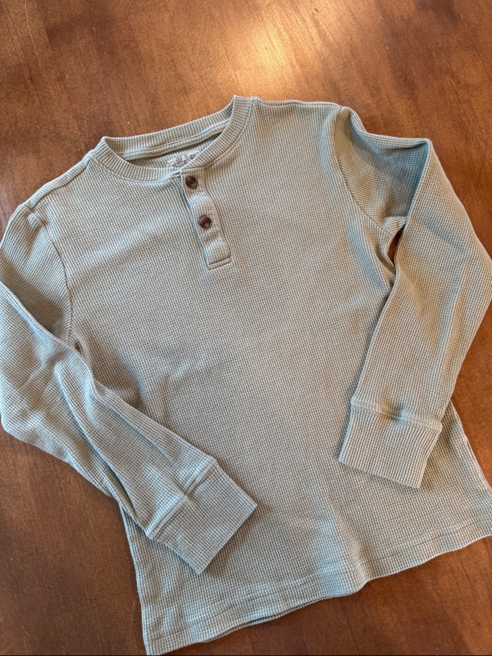 The Children's Place Waffle Henley Long Sleeve Tee in Sage Green